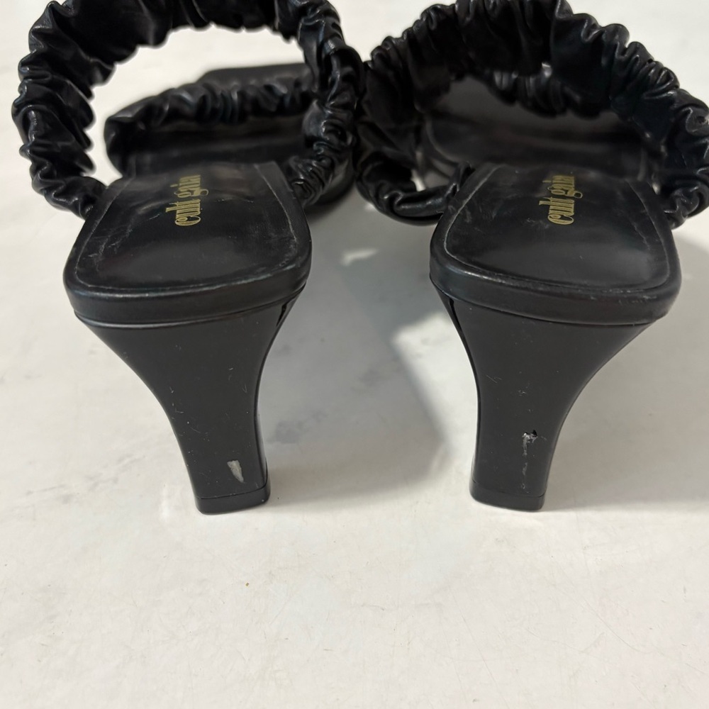 Cult Gaia Black Ruched Strap Heels Size 37.5 Designer Formal Party Neutral Fall - Picture 5 of 7